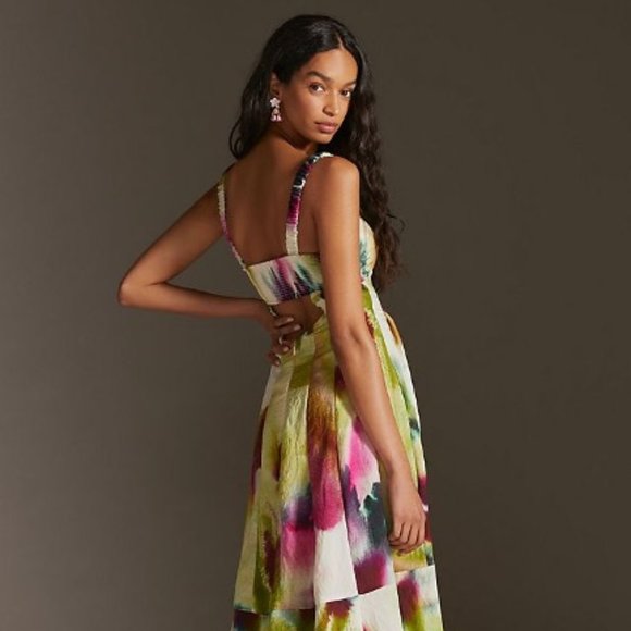 NWT By Anthropologie Tiered Watercolor Maxi Dress - Gorgeous Dress! - Picture 3 of 5